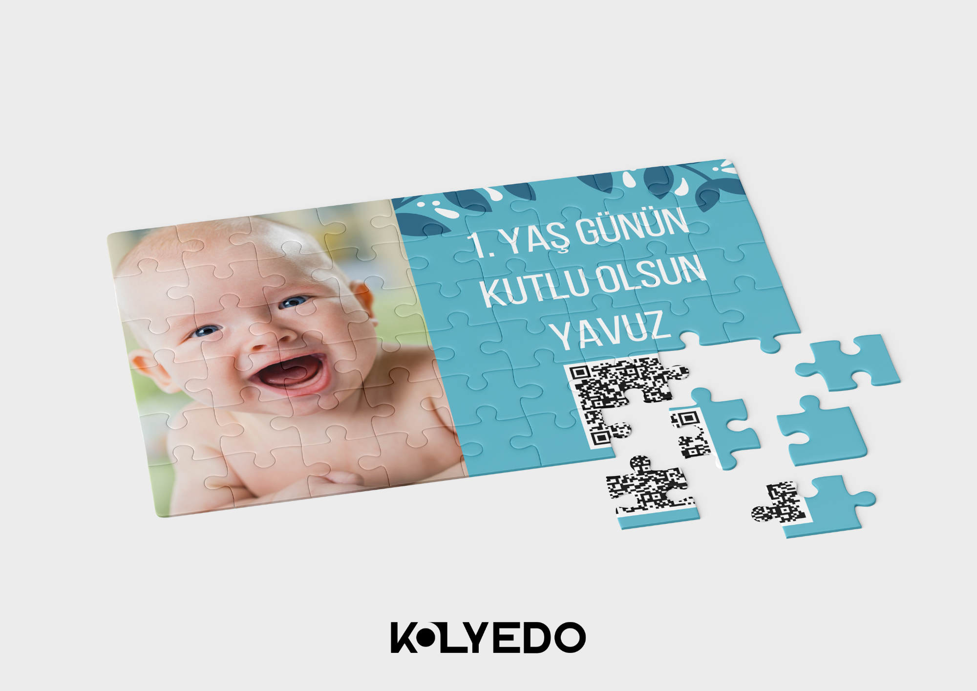 Bebek Doğum Günü Temalı Kişiye Özel QR Kodlu Puzzle - 99 Parça